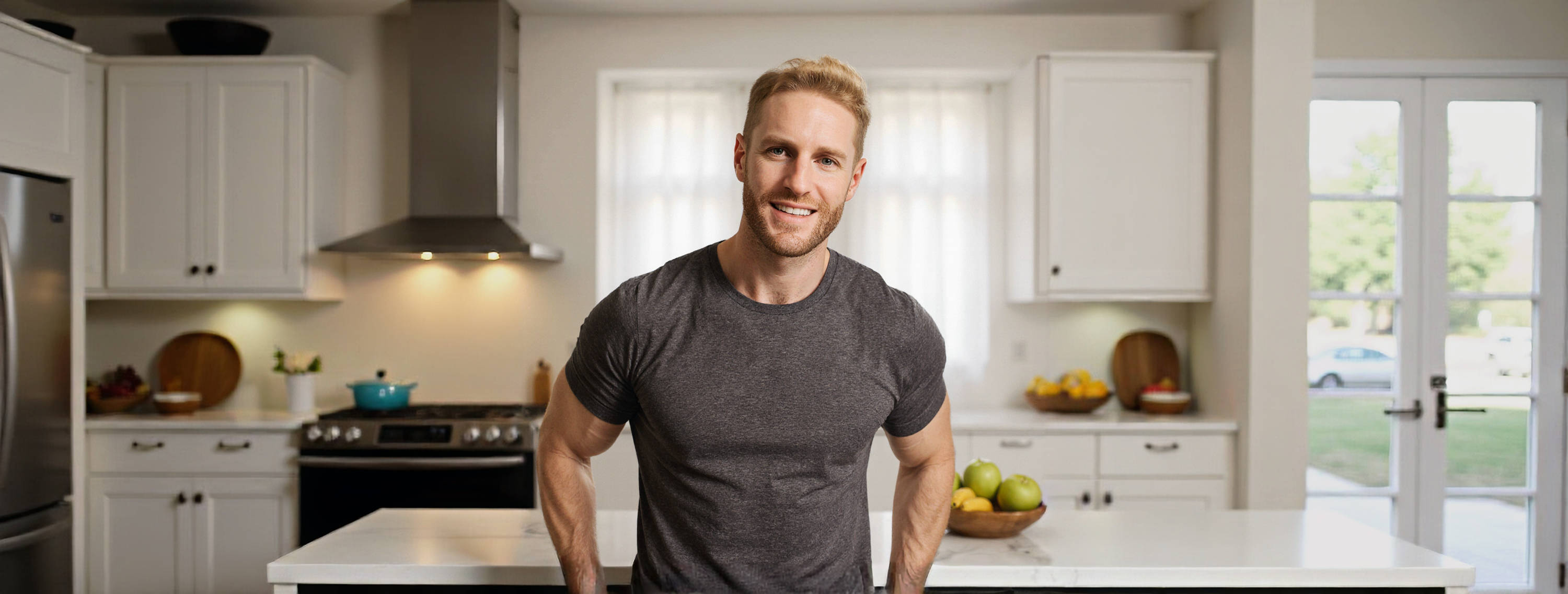Nutricionista Marco Baggio na cozinha